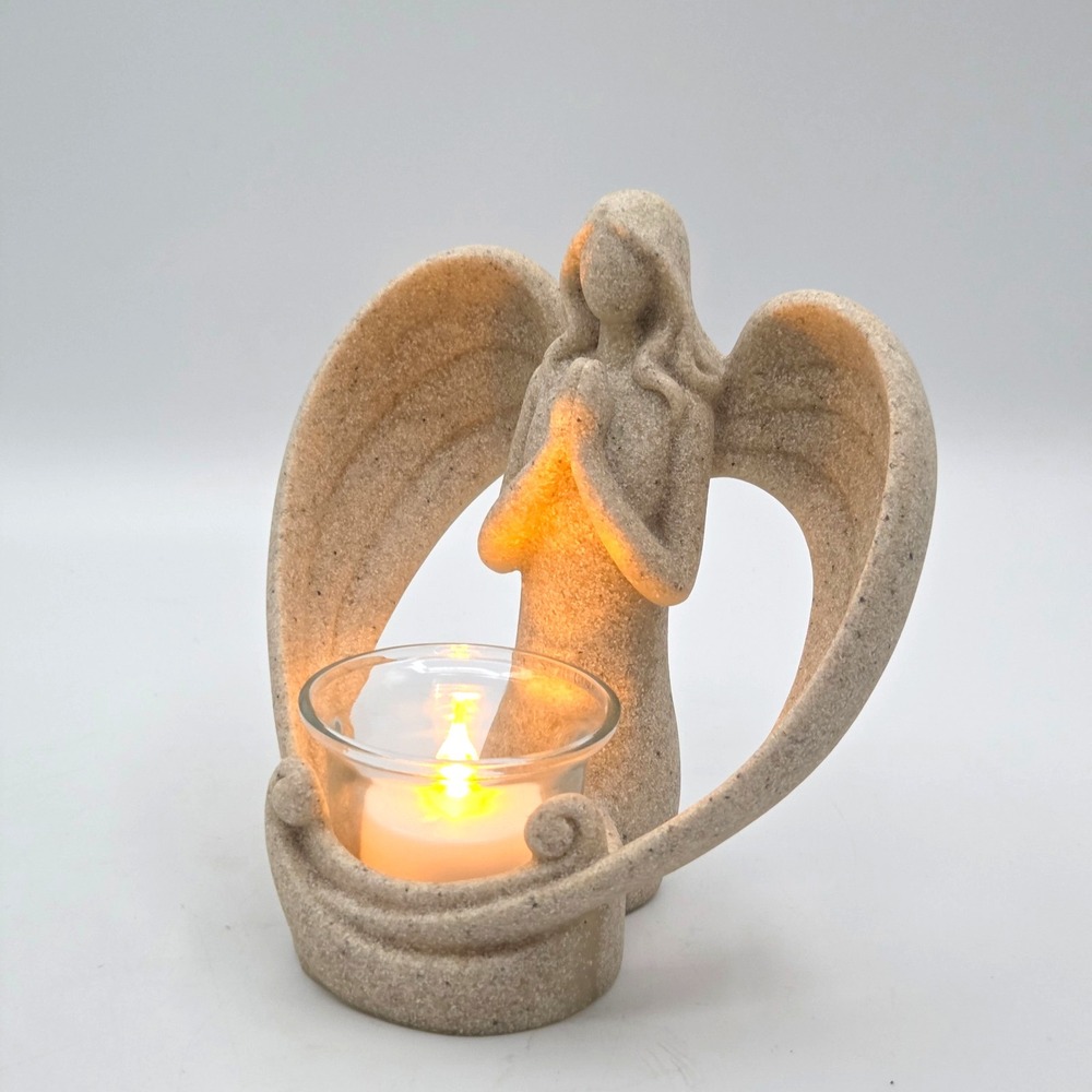 Christmas Angel Statue LED Tealight‎ Candle Holder OakiWay Memorial Gifts